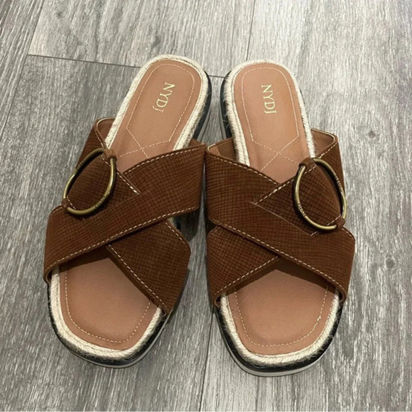 NWT NYDJ Women's Rossics SaddleSpa Slides - Size 7.5 - Brown - Picture 1 of 6